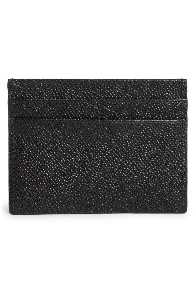 Logo Plaque Leather Card Case, Alternate, color, BLACK