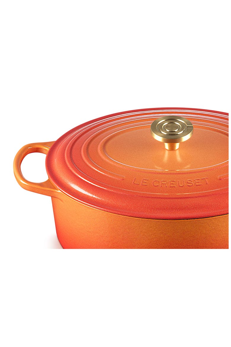 Signature 6.75-Quart Oval Enamel Cast Iron Dutch Oven with Lid, Alternate, color, FLAMME DOREE