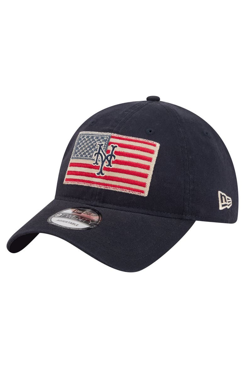 Men's New Era Navy New York Mets Americana Flag 9TWENTY Adjustable Hat, Main, color, Navy