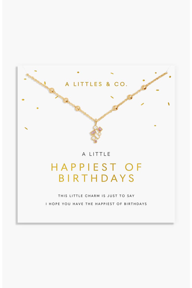 A Little 'Happiest Of Birthdays' Necklace In Gold-Tone Plating, Main, color, Metallic Gold