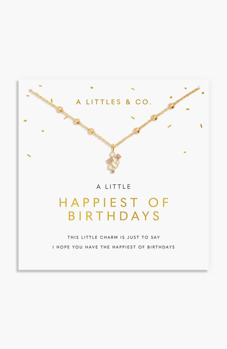 A Littles & Co A Little 'Happiest Of Birthdays' Necklace In Gold-Tone Plating, Alternate, color, Metallic Gold