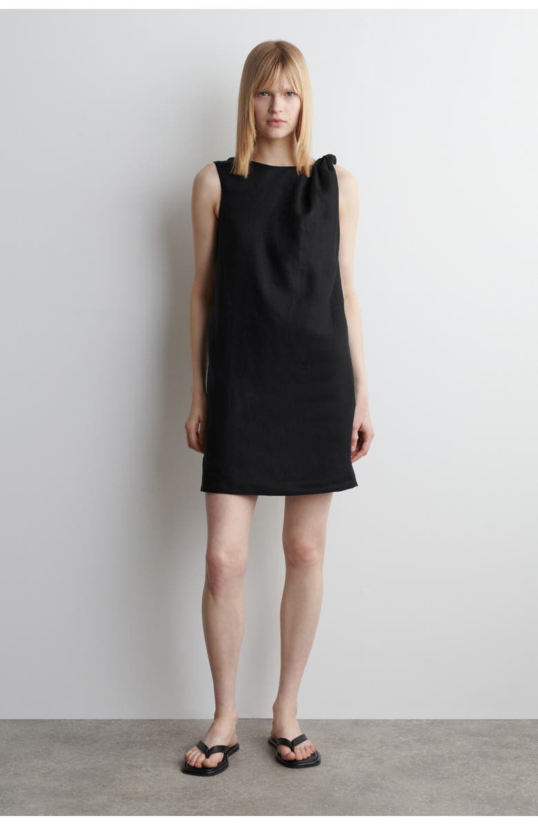 COS Twist-Detail Linen Mini Dress, Main, color, Black