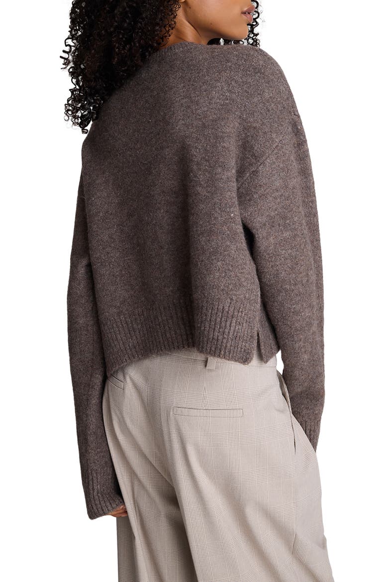 Crewneck Button Up Cardigan, Alternate, color, MINK TAUPE MELANGE