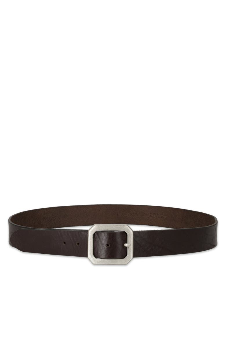 Fortela Oregon Leather Belt, Main, color, Dark Brown