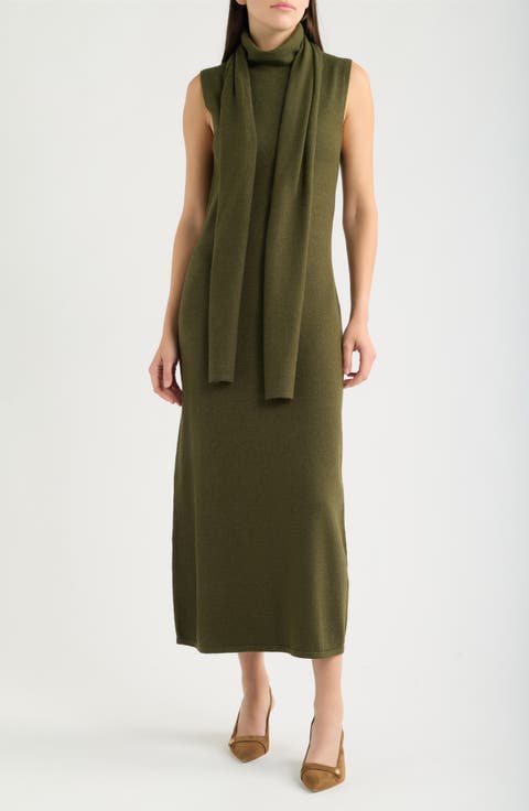 Scarf Neck Sweater Dress