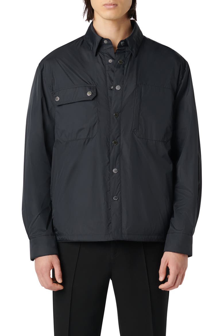 Water Resistant Nylon Shirt Jacket, Main, color, BLACK