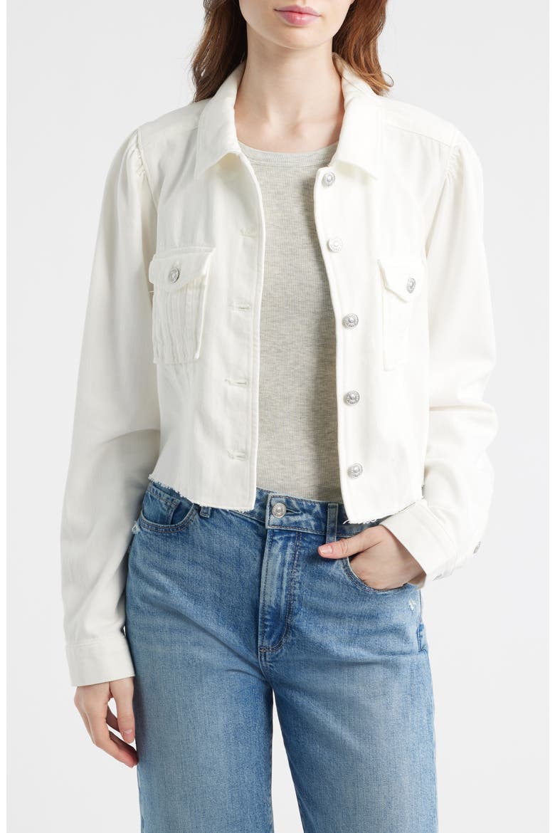 Pacey Raw Hem Crop Twill Jacket, Main, color, TONAL ECRU