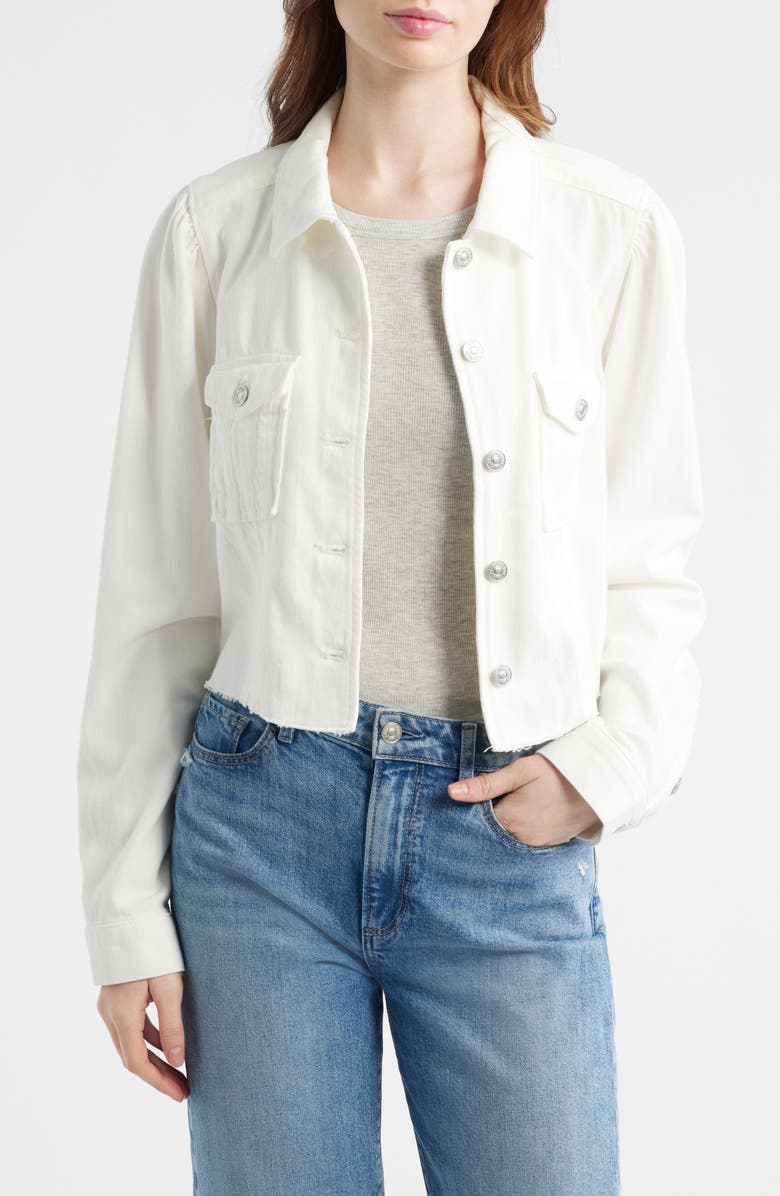 PAIGE Pacey Crop Denim Jacket, Main, color, Tonal Ecru