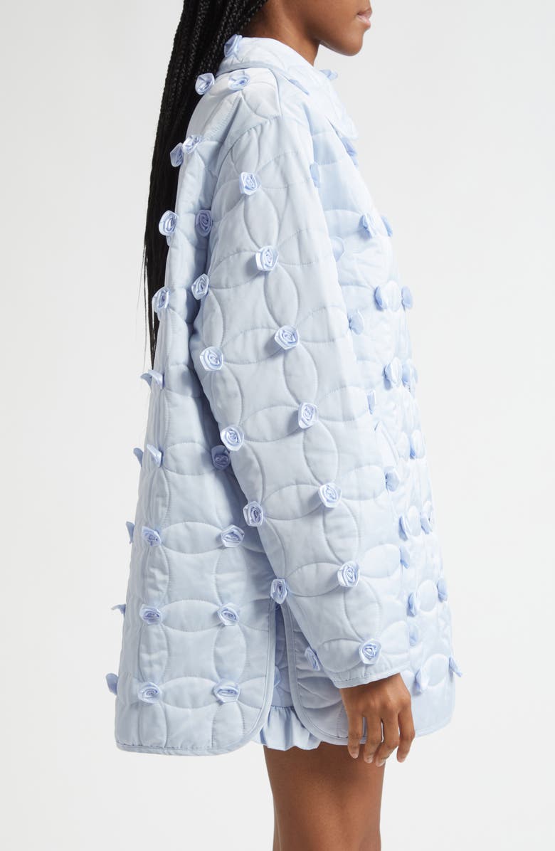 Tanner Fletcher Gender Inclusive Arnie Rosette Embellished Quilted Jacket, Alternate, color, Light Blue