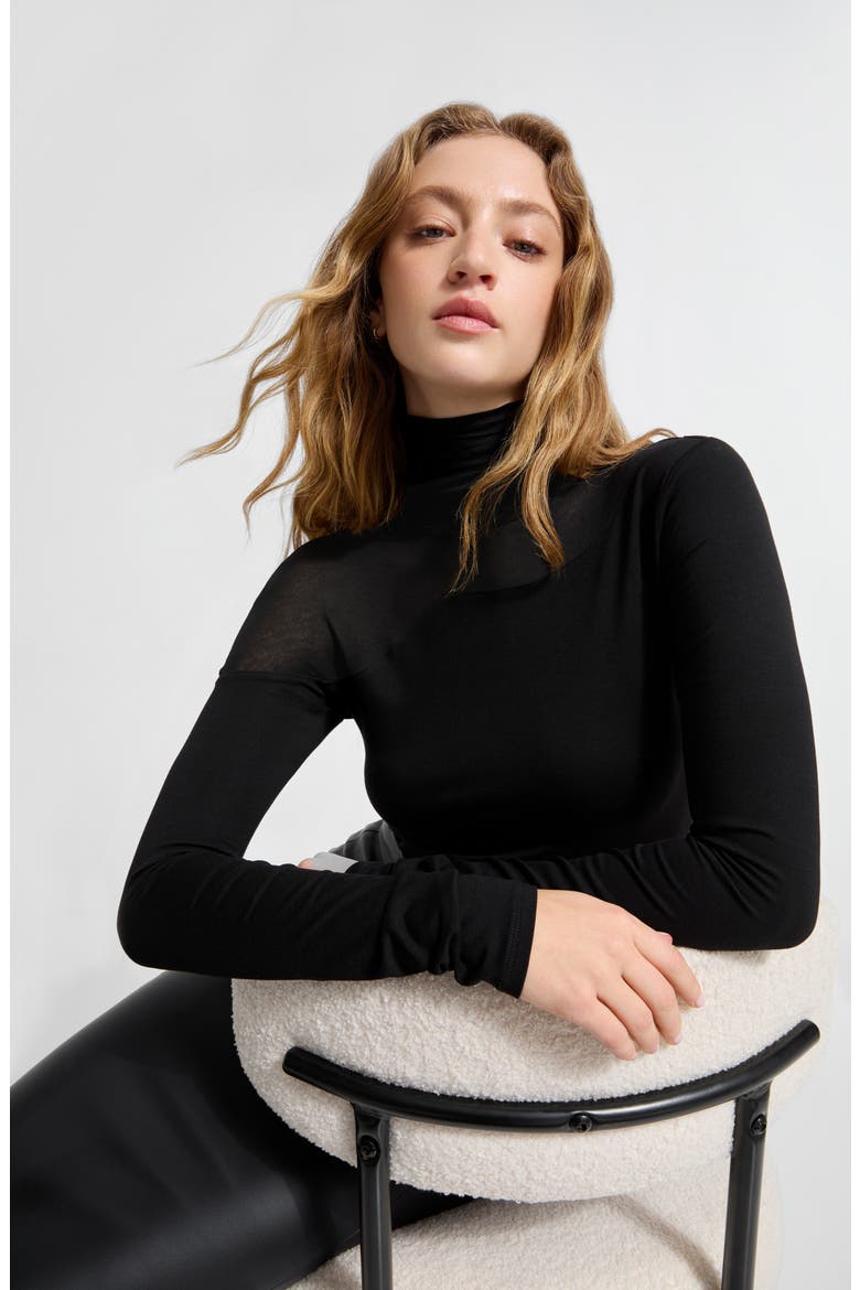 Luca Turtleneck Knit Top, Alternate, color, BLACK