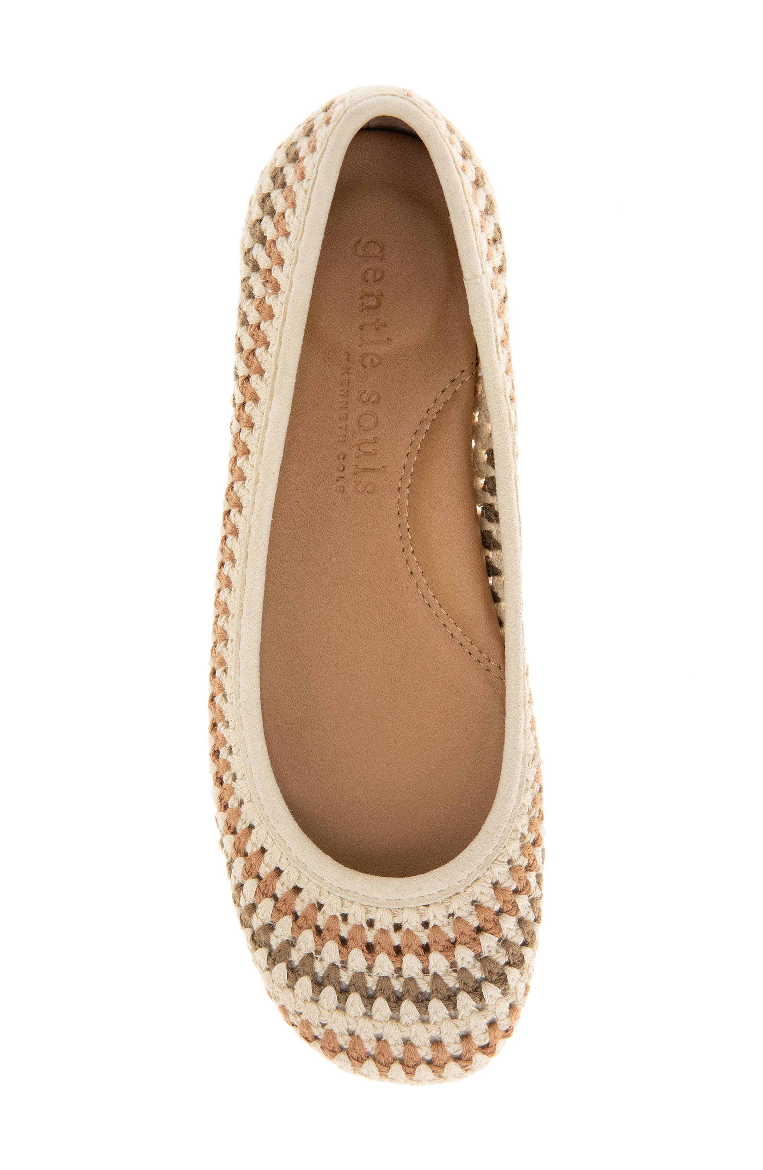 Gentle Souls Mable Macramé Flat, Alternate, color, Tan Multi Fabric