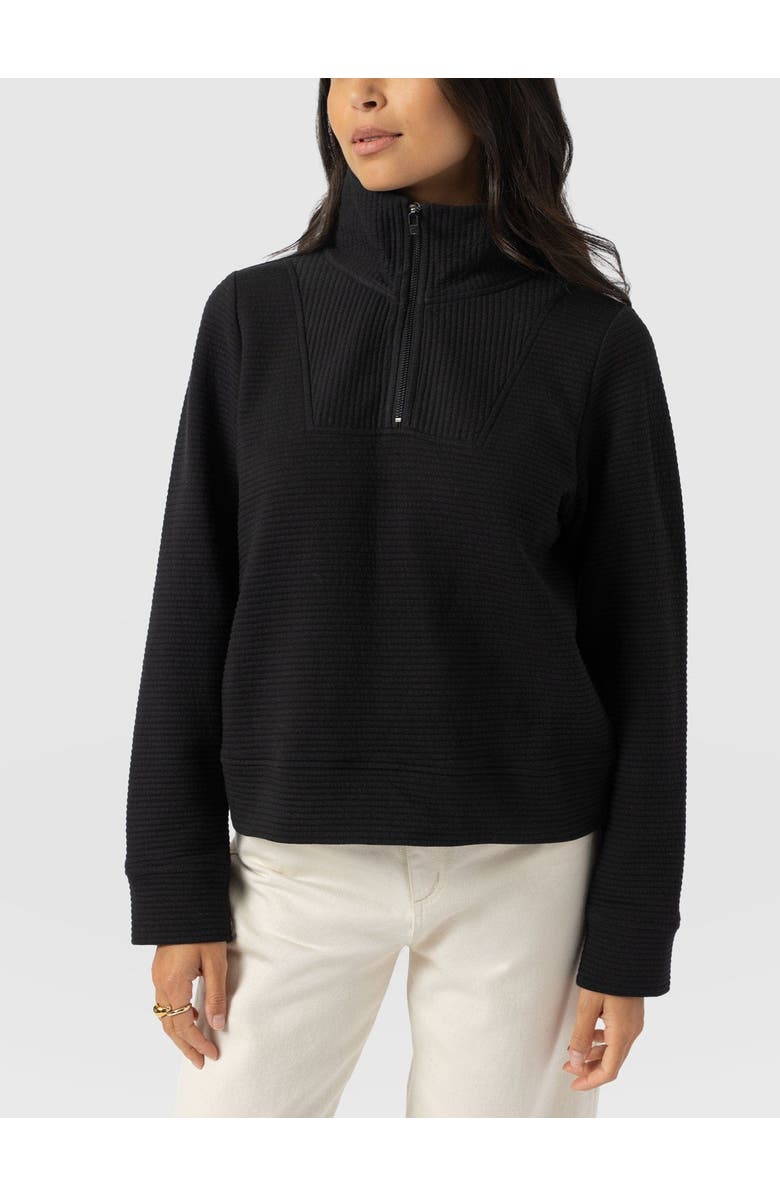 Saint + Sofia Halsey Quarter Zip, Alternate, color, Black Ottoman