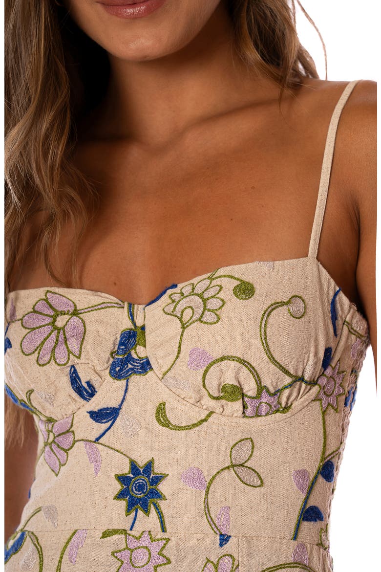 Purple Meadow Romina Embroidered Underwire Lace-Up Cover-Up Sundress, Alternate, color, OPEN BEIGE