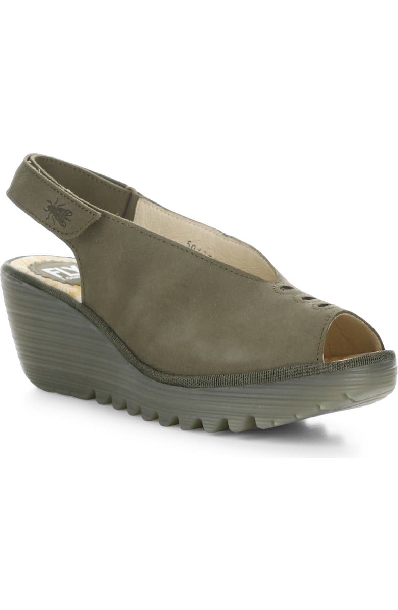 Fly London Yeay Peep Toe Sandal, Main, color, 005 Khaki Cupido