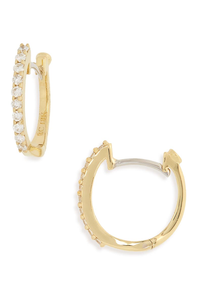 Diamond Hoop Earrings, Main, color, YELLOW GOLD