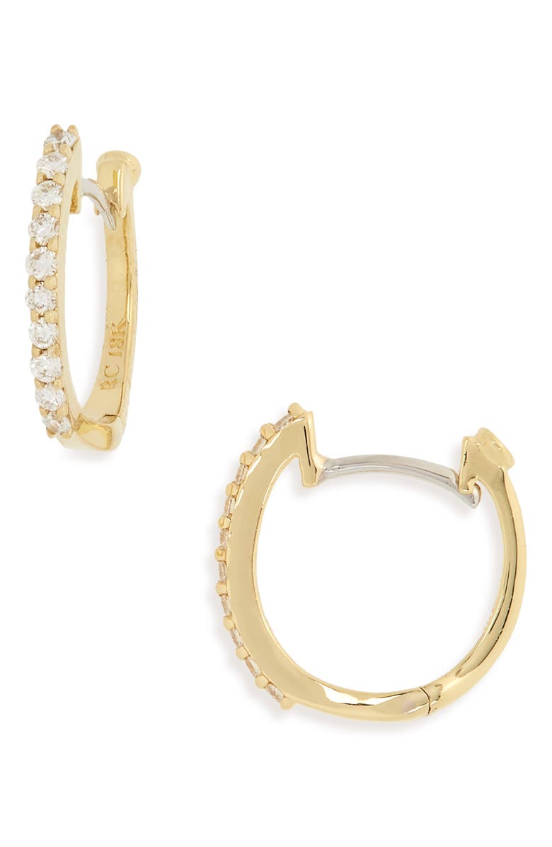 Roberto Coin Diamond Hoop Earrings, Main, color, Yg