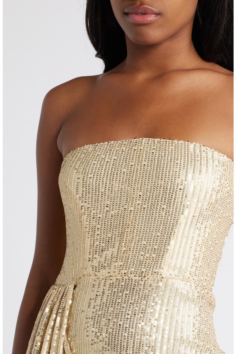Sequin Strapless Minidress, Alternate, color, GOLD