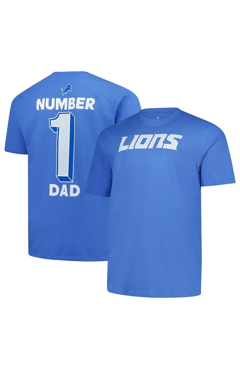 FANATICS Men's Fanatics  Blue Detroit Lions Big & Tall Number One Dad T-Shirt, Main, color, Blue