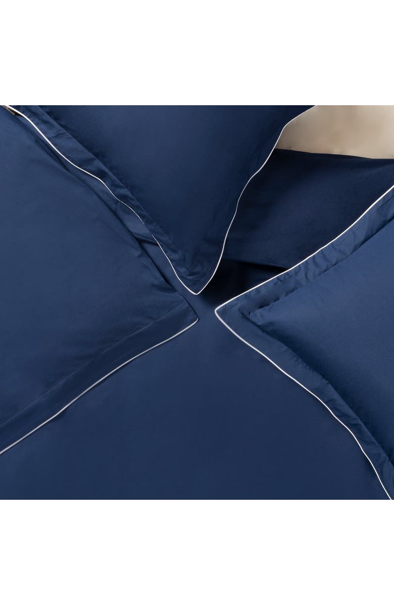 Zsa Zsa Zsu Brito Piping 200 Tc Percale King Size 100% Cotton Duvet Cover Set 94X87 In, Alternate, color, Navy