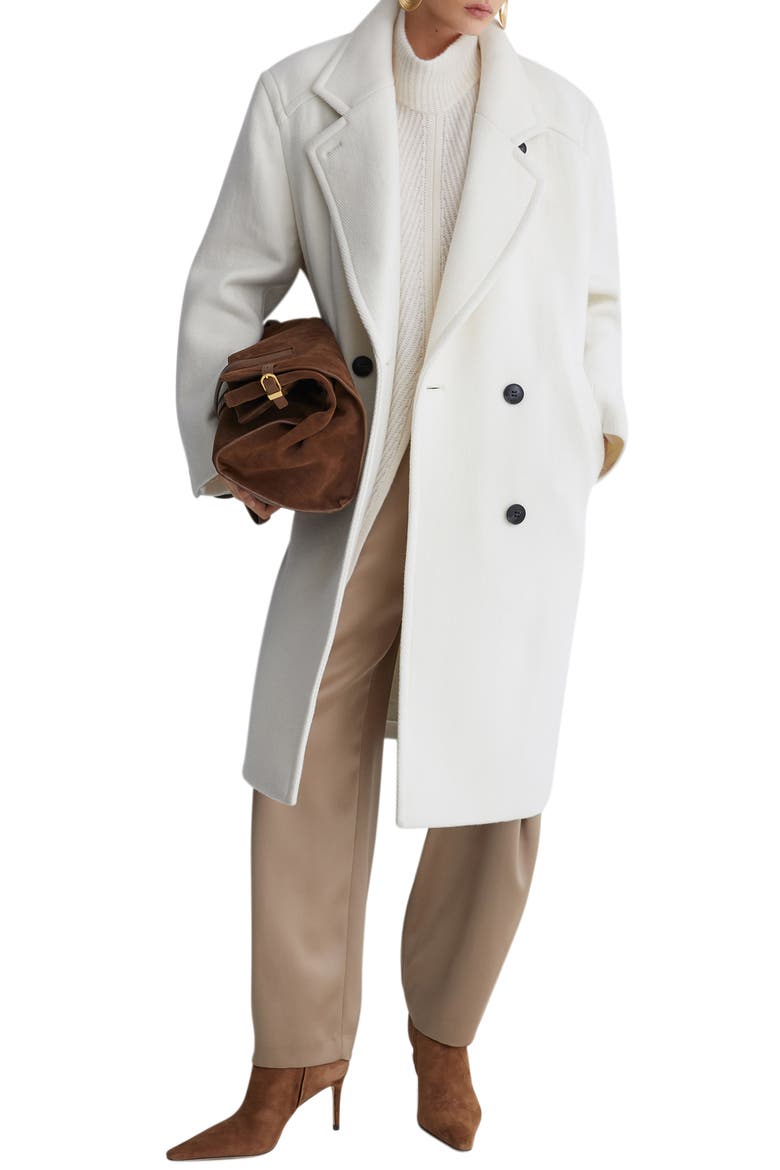 Kira Double Breasted Coat, Main, color, CREAM