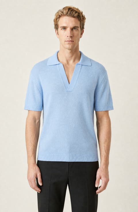 Open Collar Short Sleeve Knit Polo