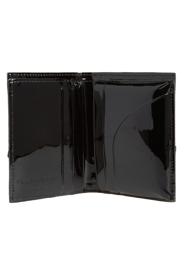 Reversed Corner Patent Leather Card Case, Alternate, color, BLACK