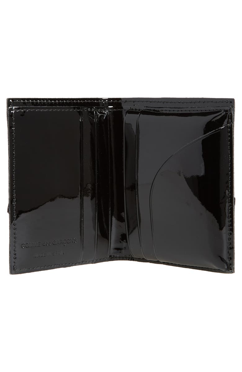 Comme des Garçons Wallets Reversed Corner Patent Leather Card Case, Alternate, color, Black