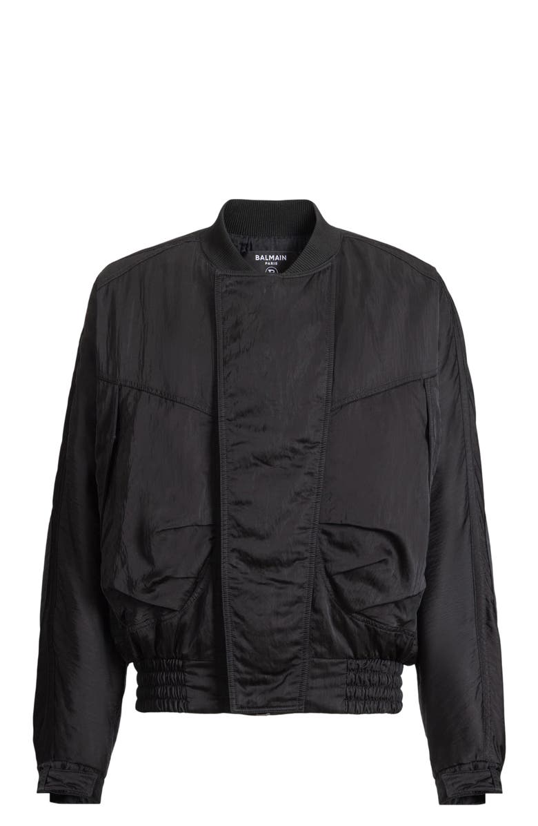 Balmain bomber jacket in textured nylon, Alternate, color, 