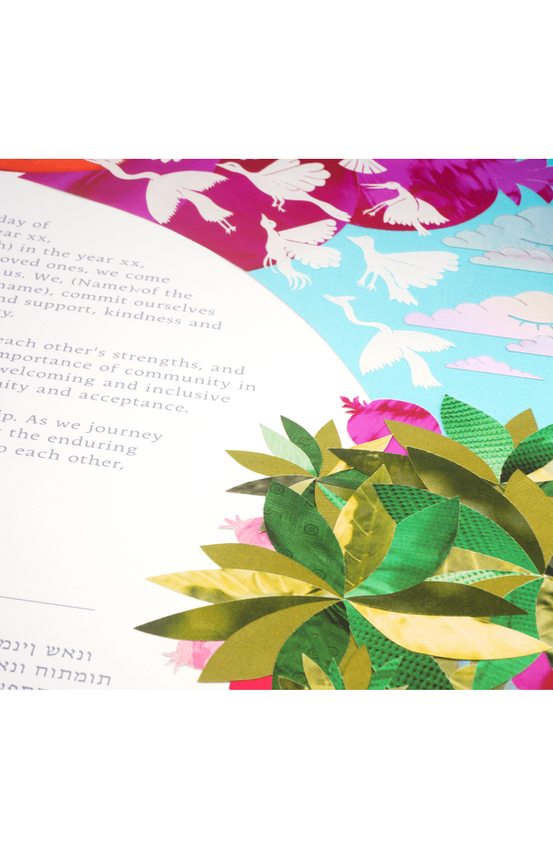 Tchotchke Papercut Ketubah, Alternate, color, Fill-In-The-Blank