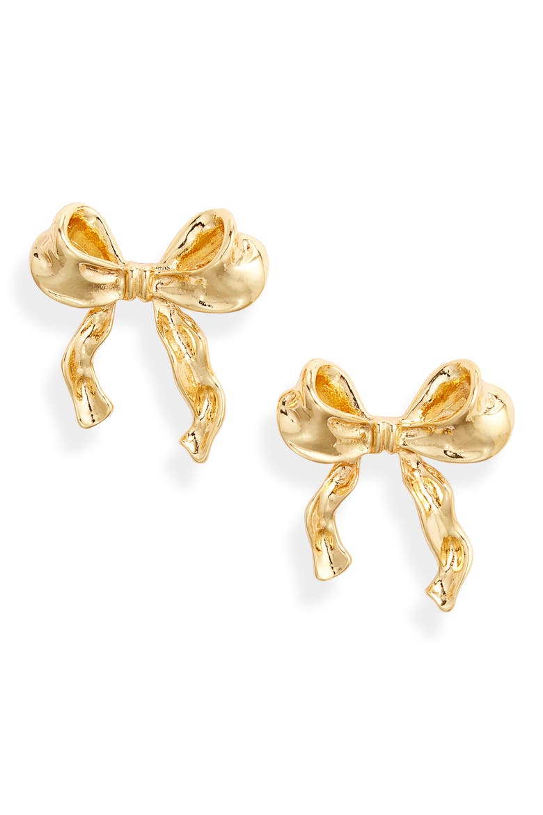Bow Drop Earrings, Main, color, GOLD