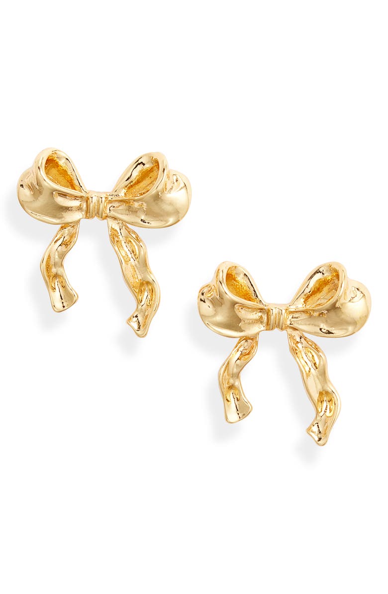 Karine Sultan Bow Drop Earrings, Main, color, Gold