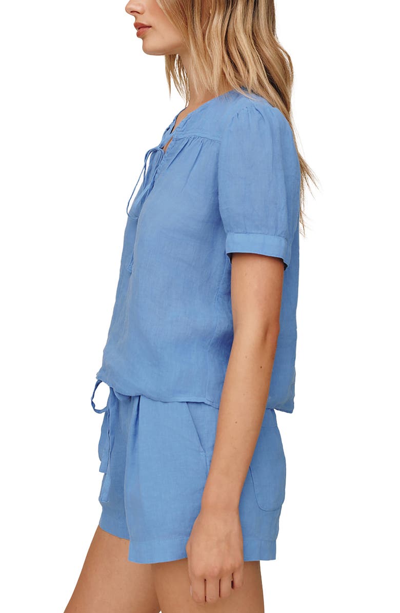 Bella Dahl Flowy Puff Sleeve Linen Top, Alternate, color, Ocean Blue