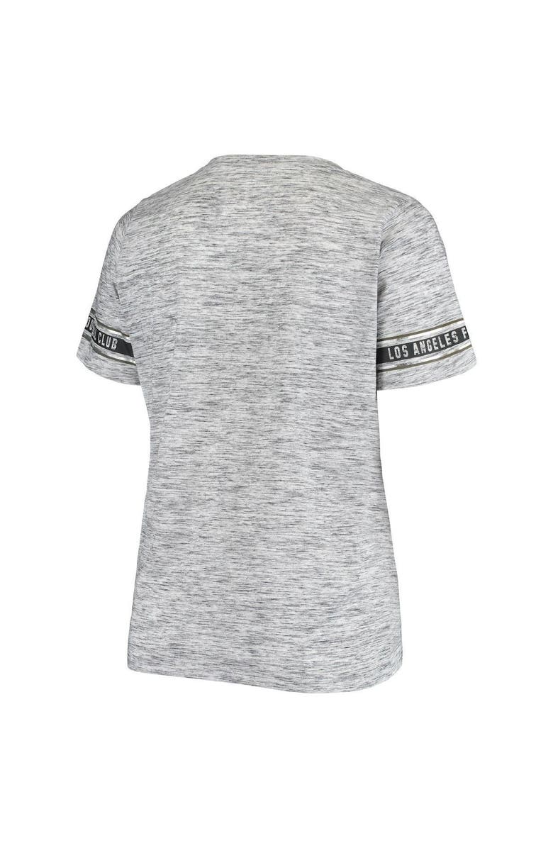 5TH AND OCEAN BY NEW ERA Women's 5th & Ocean by New Era Heathered Gray LAFC Plus Size Logo Space Dye V-Neck T-Shirt, Alternate, color,
