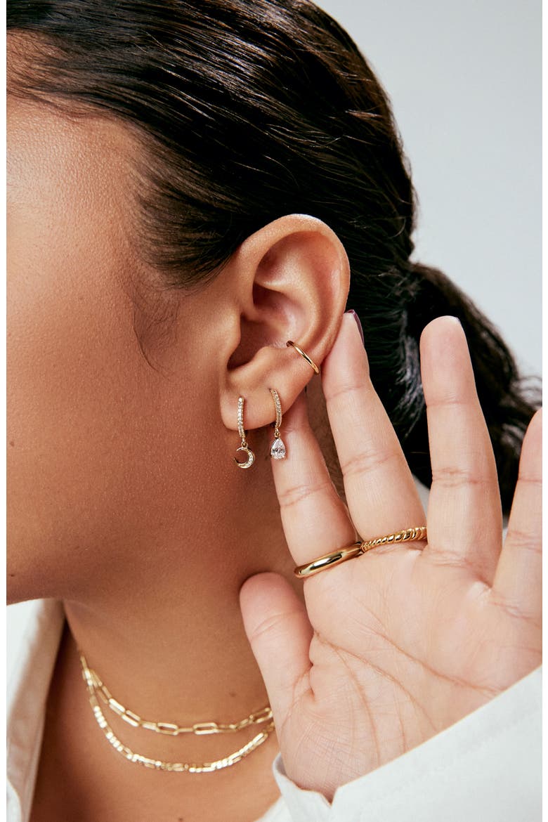 Delicate Huggie Hoops - Elise, Alternate, color, Gold