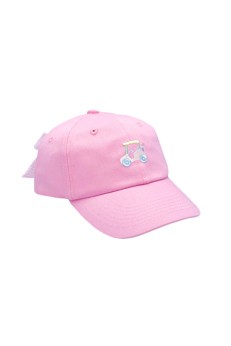Rainbow Golf Cart Twill Bow Baseball Hat, Main, color, Pink