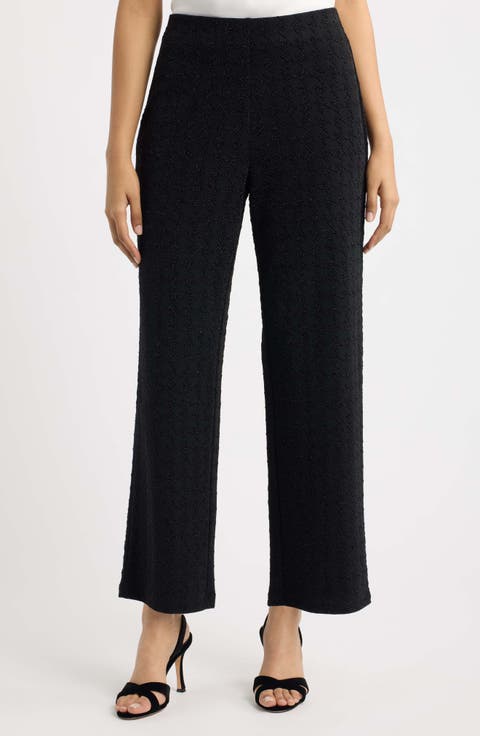 Metallic Wide Leg Pull-On Pants