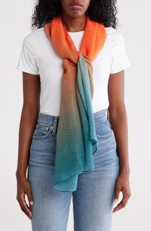 Ombré Pleated Wrap Scarf