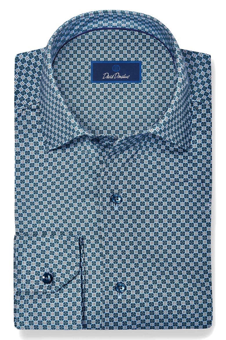 Geometric Print Pima Cotton Shirt, Alternate, color, HUNTER/ MULTI