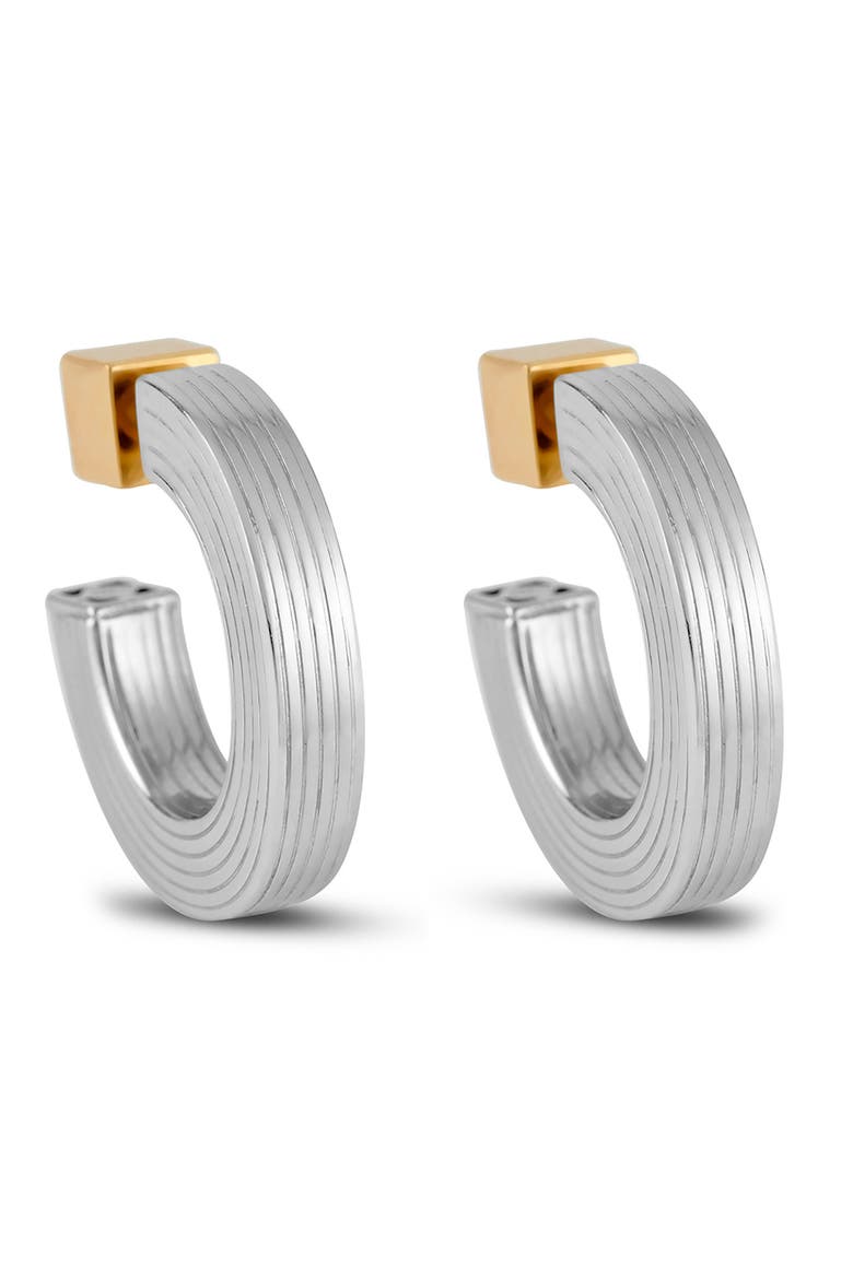 Small Signore Hollow Hoop Earrings, Main, color, SILVER