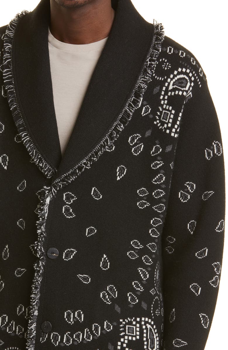 Alanui Icon Bandana Jacquard Cashmere Cardigan, Alternate, color, 
