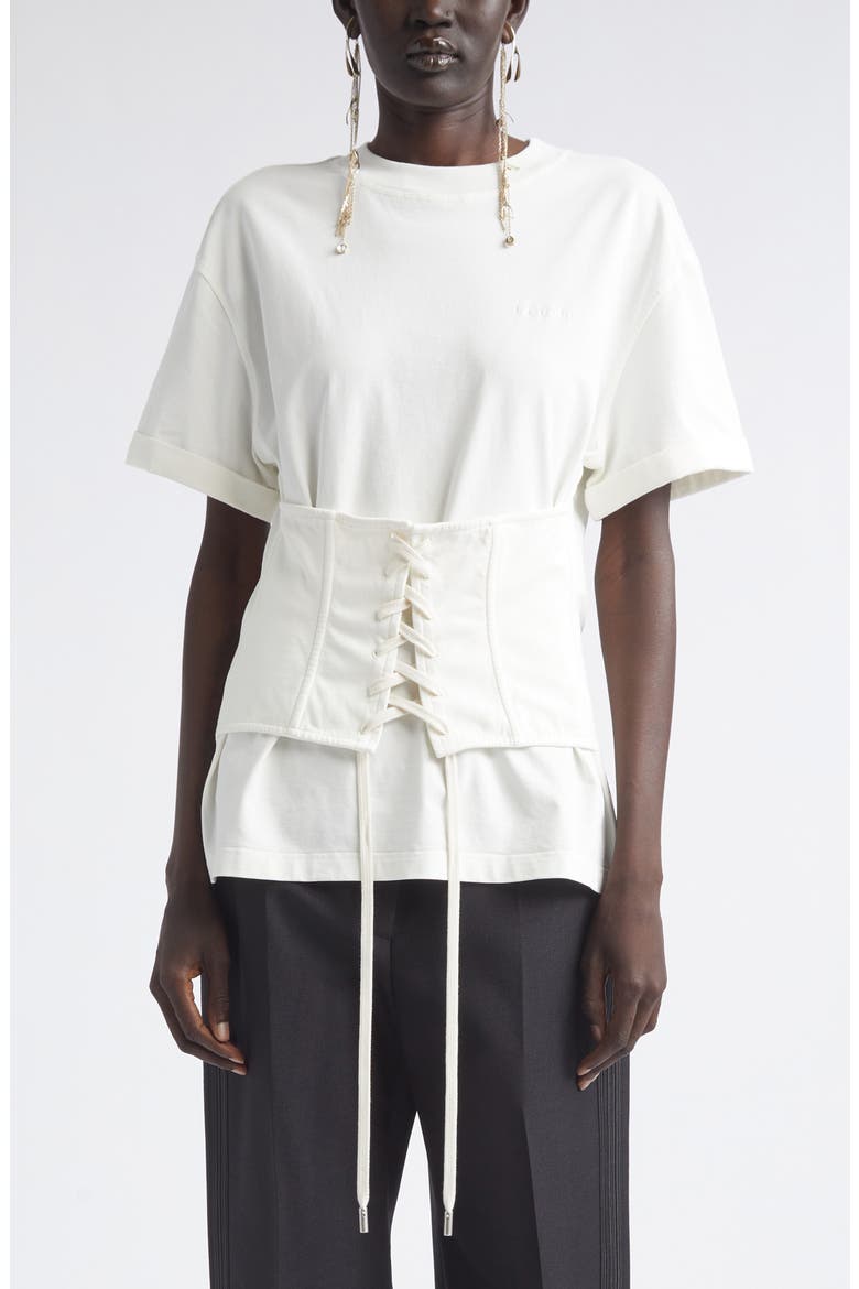 Cotton Jersey Corset T-Shirt, Main, color, LIGHT IVORY