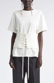 McQueen Cotton Jersey Corset T-Shirt