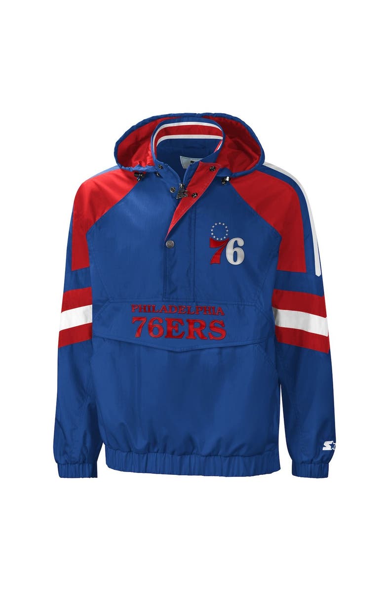 STARTER Men's Starter Royal/Red Philadelphia 76ers The Pro II Half-Zip Jacket, Alternate, color, 