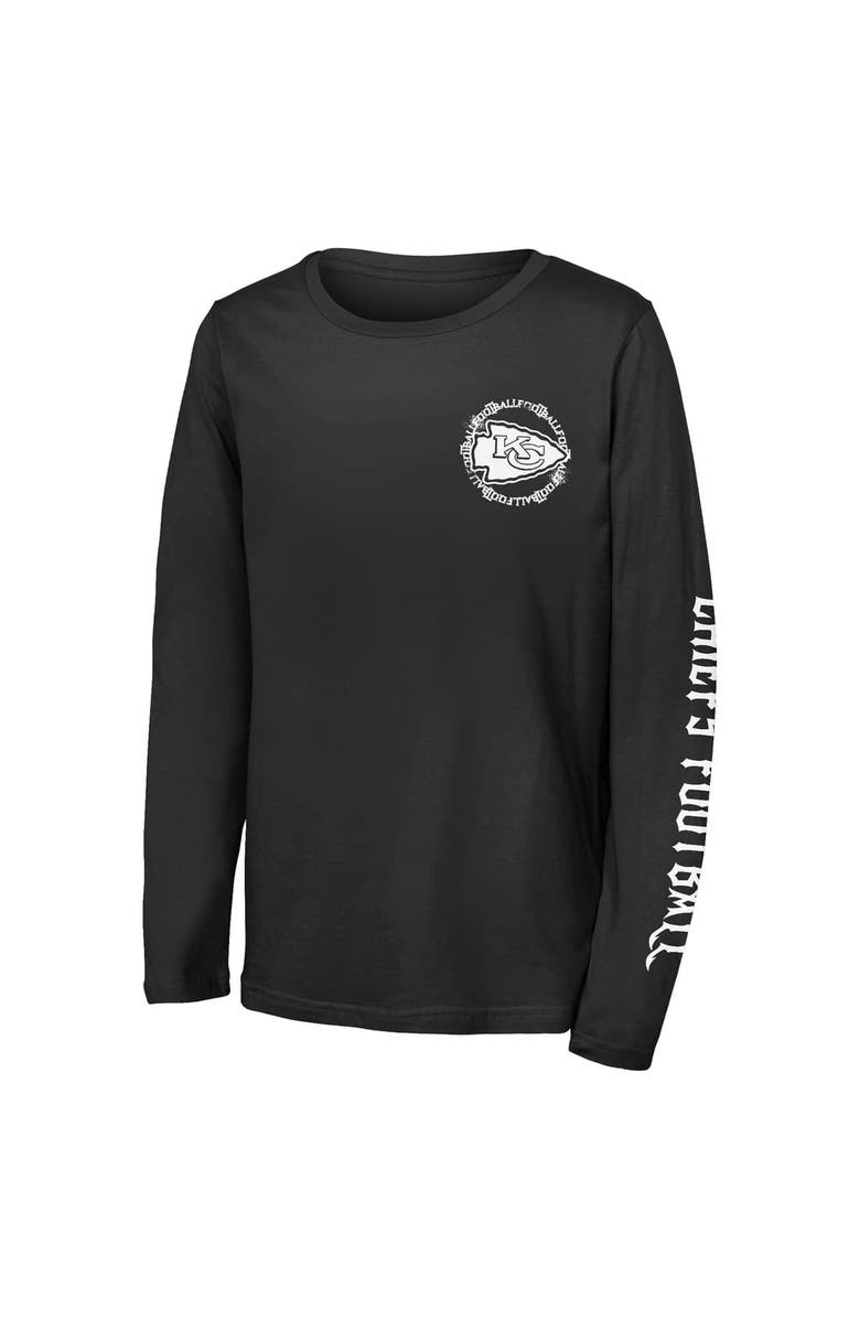 Outerstuff Youth Outerstuff Black Kansas City Chiefs Rumble Long Sleeve T-Shirt, Alternate, color, Black