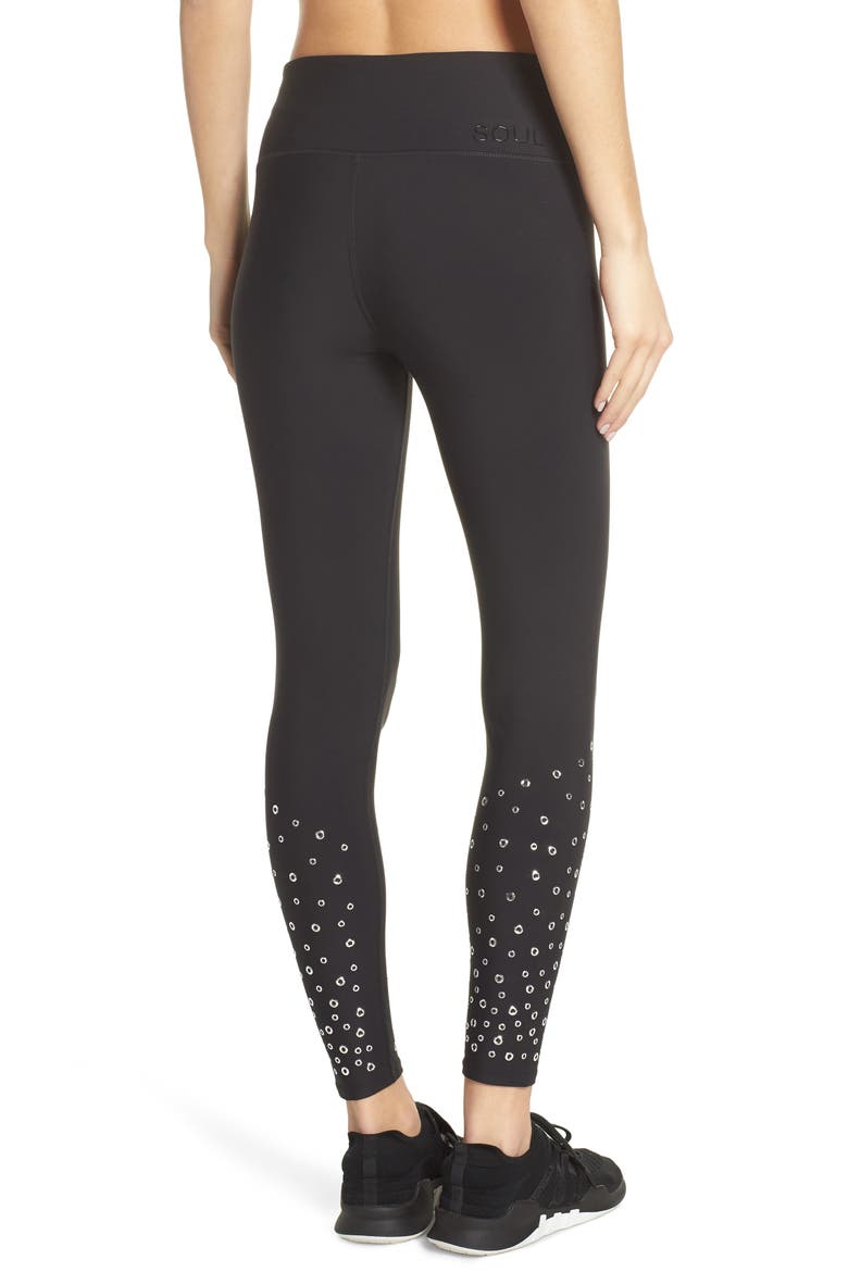 High Waist Grommet Tights, Alternate, color, BLACK