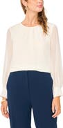 Vince Camuto Gathered Crewneck Long Sleeve Top
