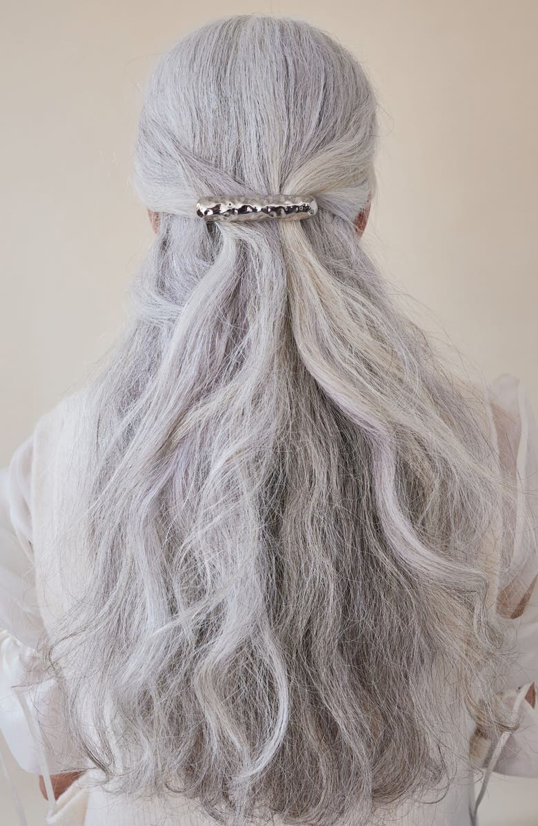 LELET NY Hammered Bar Barrette, Alternate, color, Rhodium