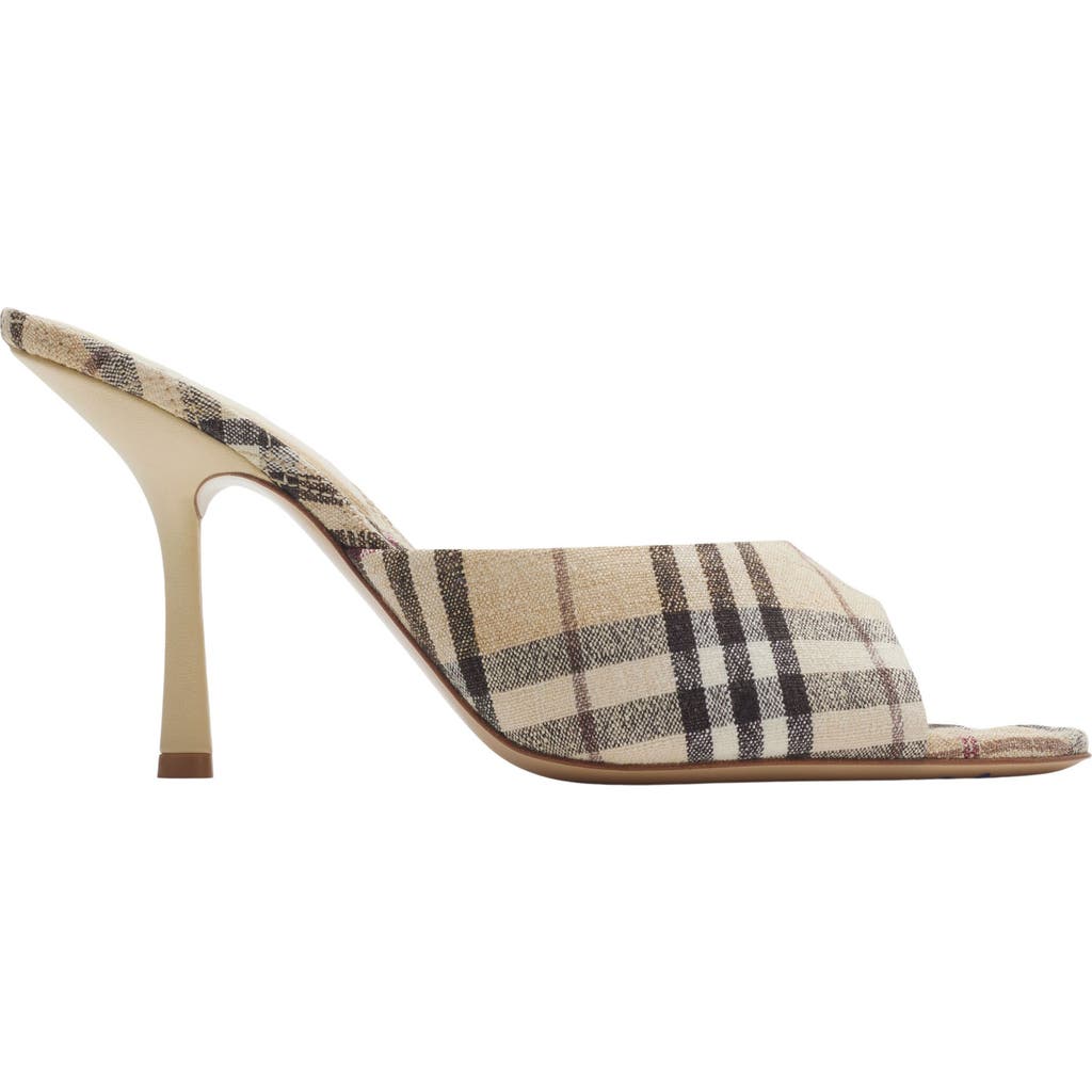 Burberry 90mm Lf Mews Check Textile Mules In Alabaster Ip Check