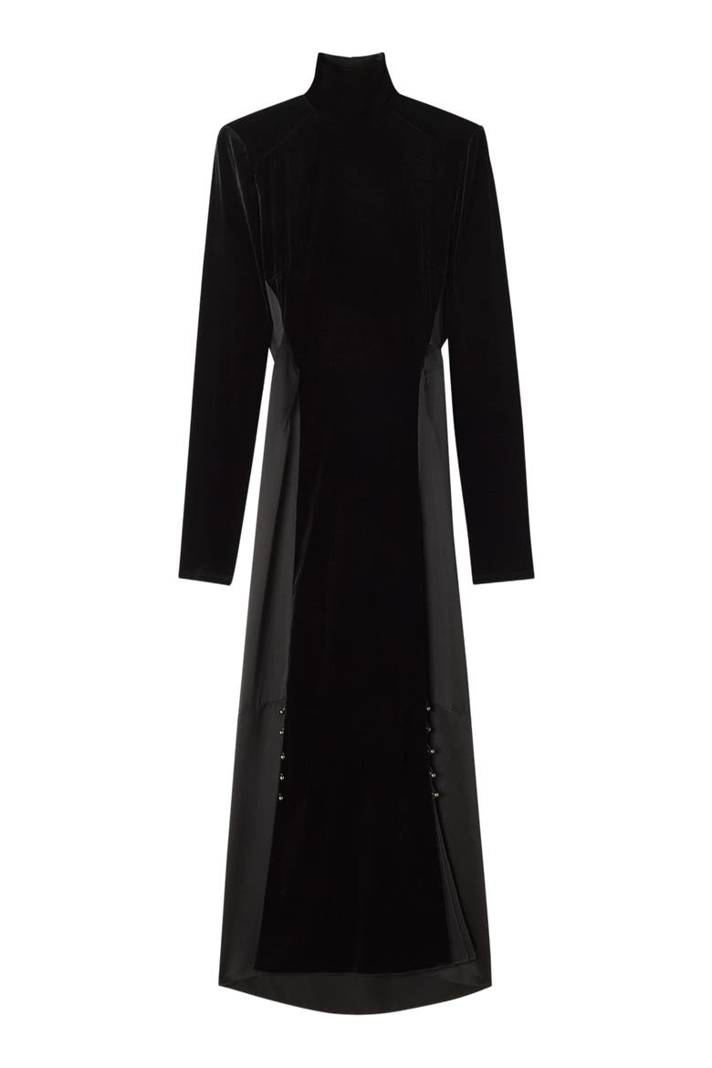 Velvet Midi Dress, Alternate, color, Black