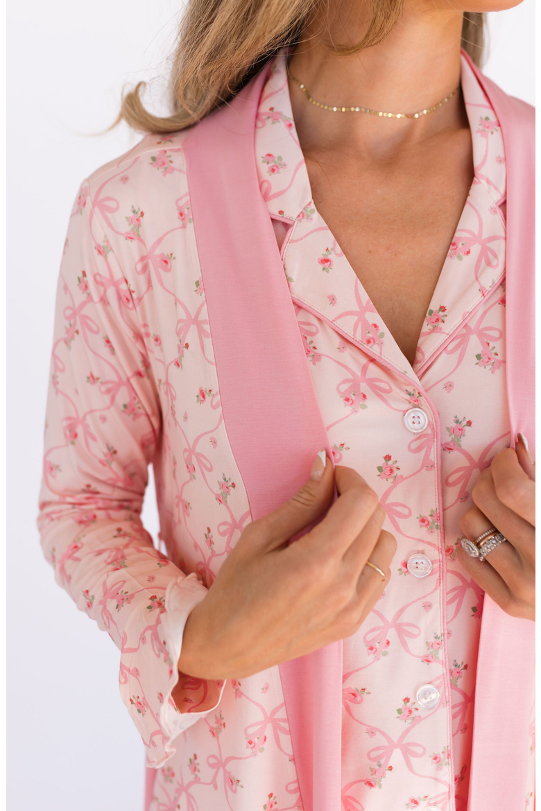 Rosie Bow Robe, Alternate, color, Blush Pink / Pink Bow
